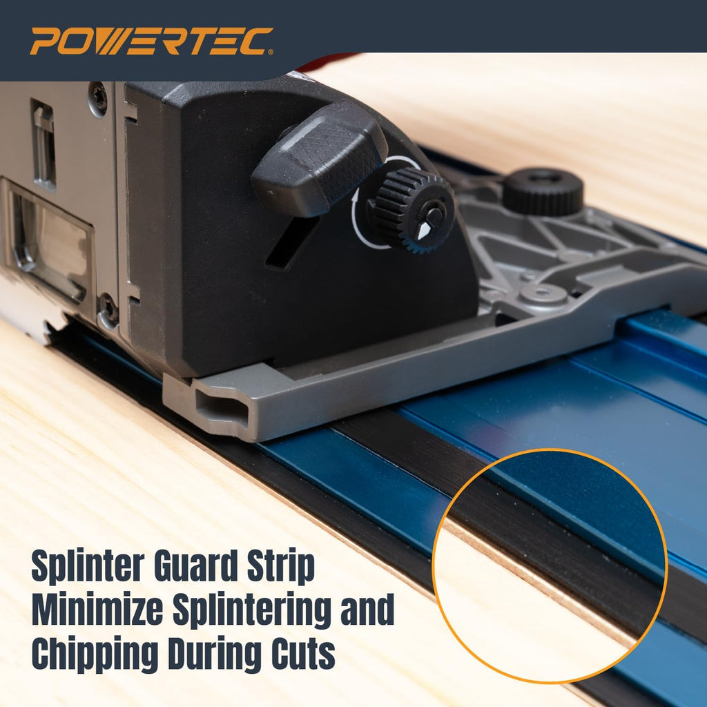 POWERTEC 72153 110' Track Saw Guide Rail Joining Set for Milwaukee Track Saws | Includes 2x55 Aluminum Guide Rails and (2) Guide Rail Connectors for Woodworking Projects