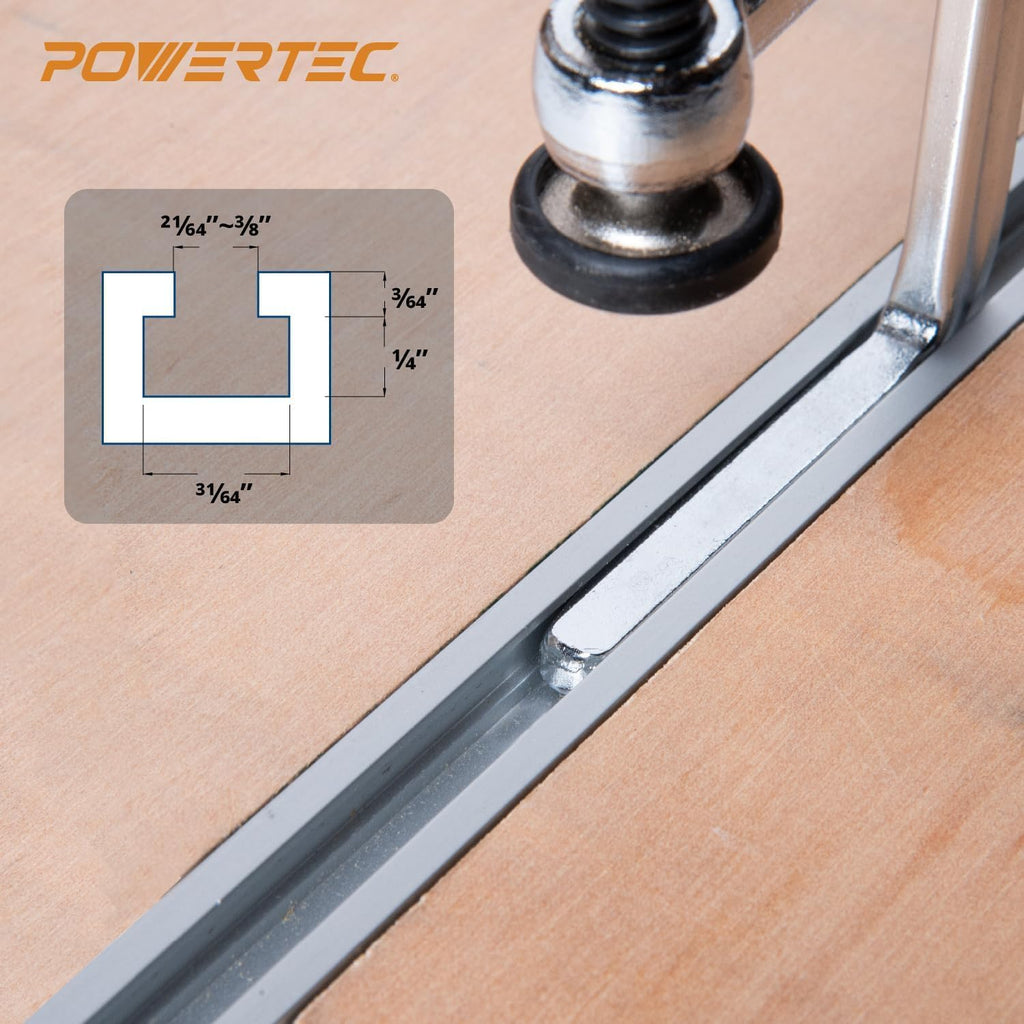 POWERTEC 110' Track Saw Guide Rail Kit for Makita and Festool, Includes 2PK 55' Guide Rails, 2PK Guide Rail Connectors, and 2PK 7' Track Saw Clamps (72057)