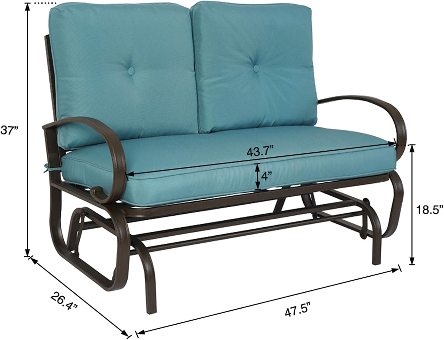 Kozyard Cozy Patio Glider Bench - Outdoor Rocking Loveseat with Sturdy Frame and Cushioned Seats for Patio, Yard - Rocker Swing with Outdoor Seating, Perfect for Porch Outdoo (Blue)