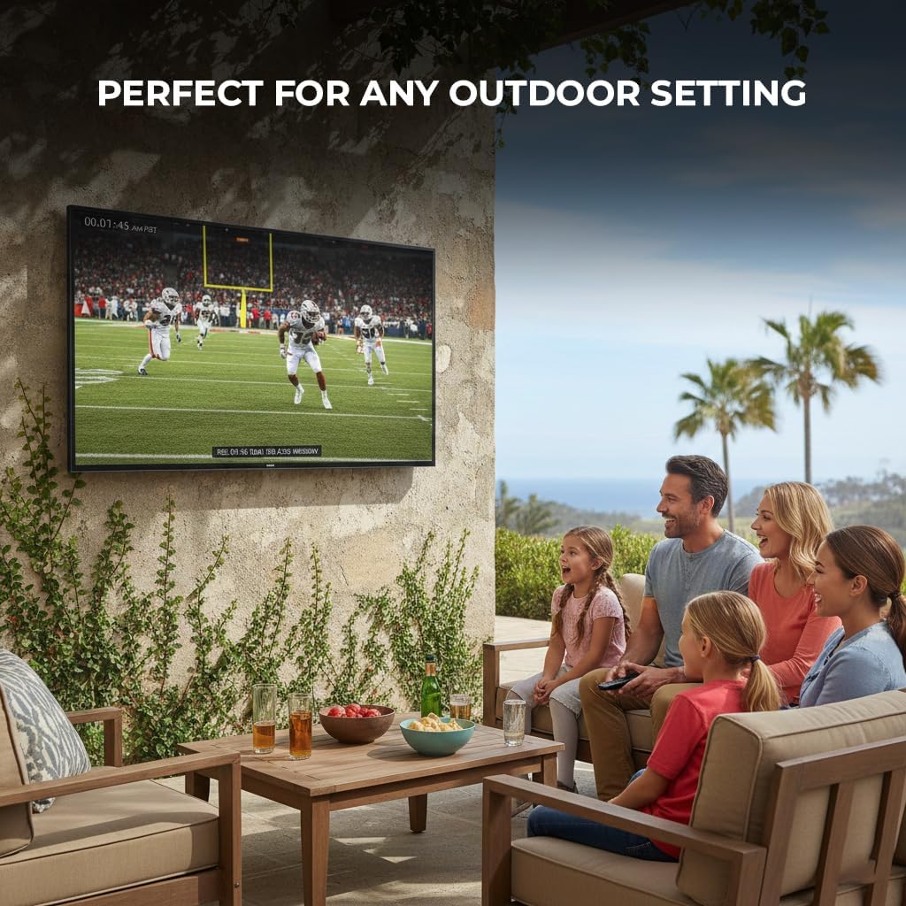 Titan G200 Mini-QLED 85 Inch Outdoor TV, Partial Sun, IP65 Smart Weatherproof TV, 4K HDR, 144 Hz, Google AI OS, 3000Nits, Wi-Fi 5, Dolby Vision&Atmos, Bang&Olufsen, Outdoor TV Cover, SlimBezel, 2YrWty