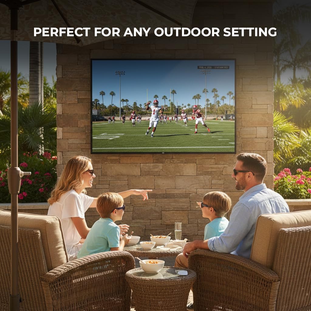 Titan S300 Mini-LED 43 Inch Outdoor TV, Full Sun, IP65 Smart Weatherproof TV, 4K HDR, 120 Hz, Tizen AI OS, 2500 Nits, Wi-Fi 5, HDR10+, Outdoor TV Cover, Slim Bezel, 2 Yr Wty