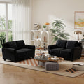 Bonzy Home 2 Piece Sofa Set, 2-Seater Sofa Couch Set of 2, Modern Comfy Sofa with Thick Cushion for Living Room Apartment Office, Black