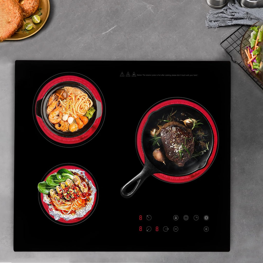 3 Burner Induction Cooktop with Timer, Portable Induction Cooker Electric Stove Top Sensor Touch Stove Multiple Power Levels Adjustable Temperature for Cooking, Black