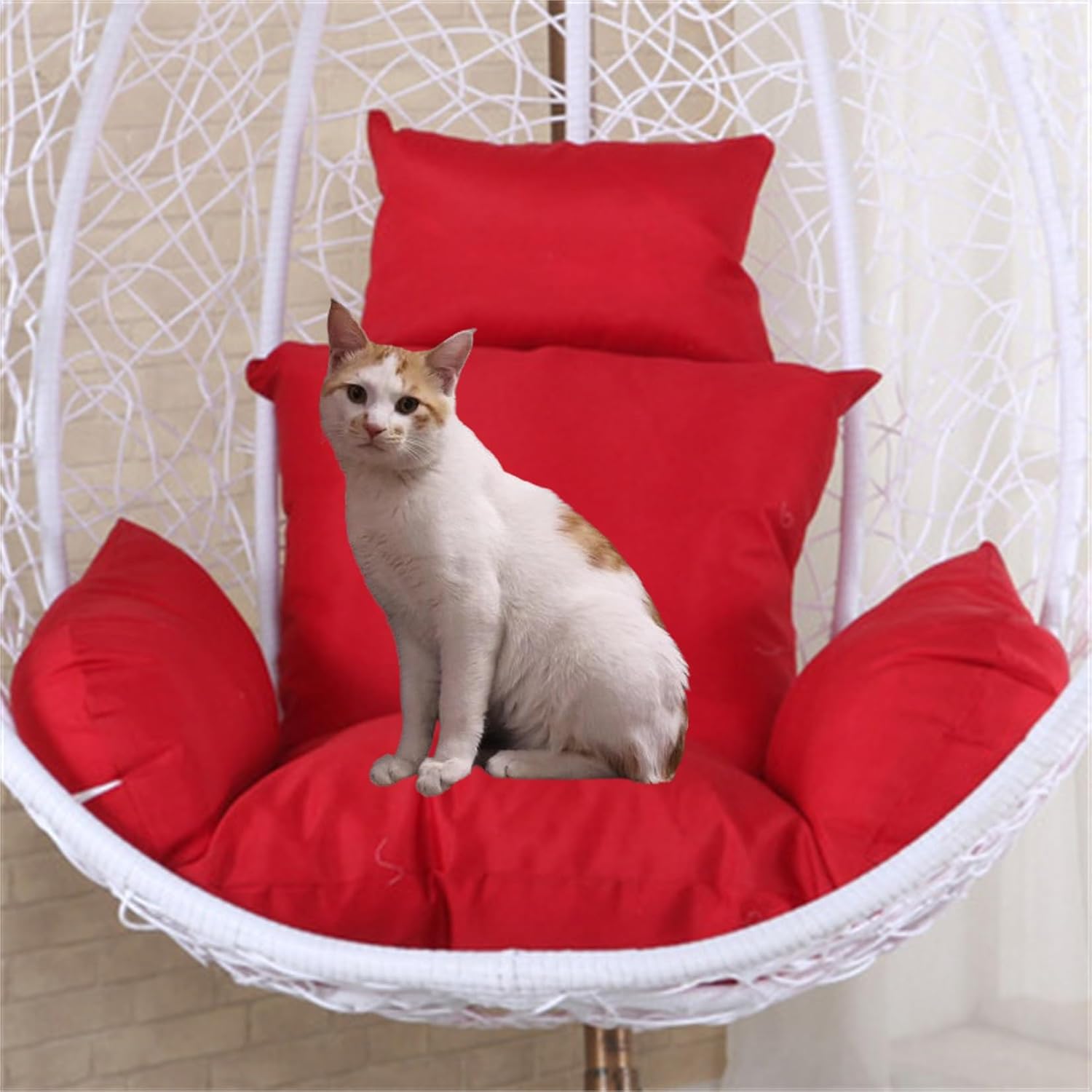 Egg Chair Cushion, Soft and Comfortable Hanging Basket Chair Cushion, Outdoor Recreation Egg Swing Chair Cushion(Red)