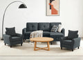 3 Piece Living Room Sofa Sets, Modern 3 Seater Sofa with Storage Ottoman and 2 PSC Armchair Couch Sets, Easy Assembly, Modern 5 Seat Sectional Couches for Living Room, Office,Dark Grey