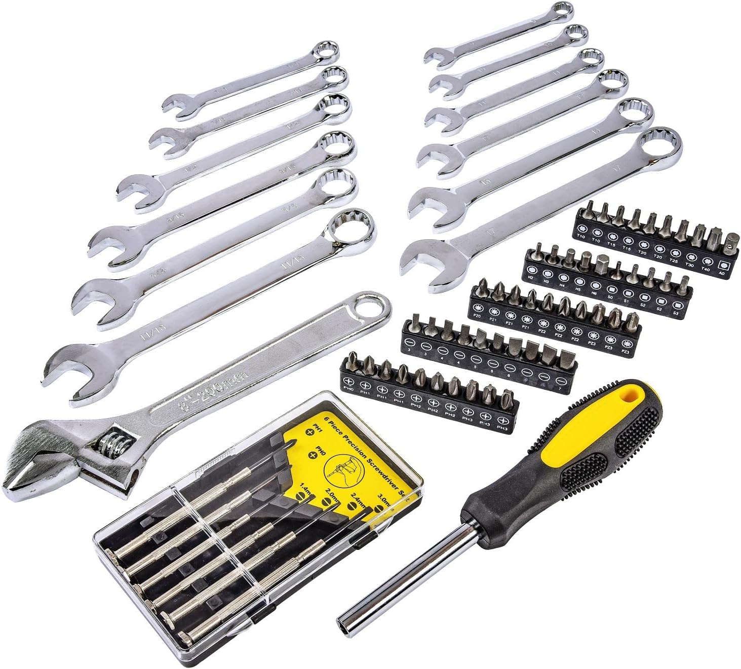 JEGS 170-Piece Mechanic's Tool Set - Includes Black Powder Coated Steel Toolbox, Sockets, Extenders, Ratchets, Wrenches, Screwdrivers, Pliers & Bits