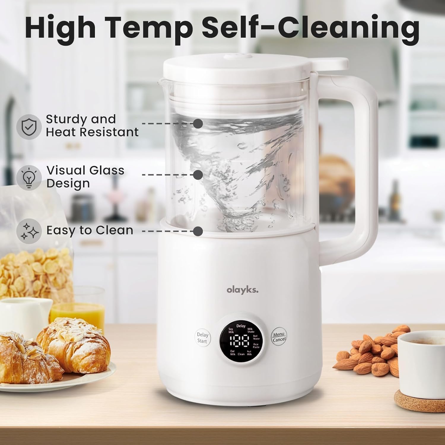 Induction Cooktop, Portable Induction Cooktop with 8L Cast Iron Cooking Pot and Cast Iron Pan& olayks.6 in 1 Automatic Nut Milk Maker, 20oz Soy Milk Maker Machine for Homemade Oat