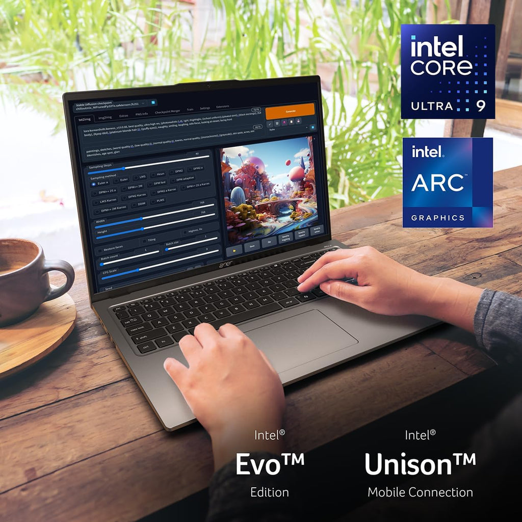 acer Swift Go 16 Intel Evo Edition Laptop | 16' 1920 x 1200 Touch Display | Unlock AI Experiences | Intel Core Ultra 9 Processor 185H | Intel ARC | 16GB LPDDR5X | 1TB SSD | Wi-Fi 7 | SFG16-72T-95Z6