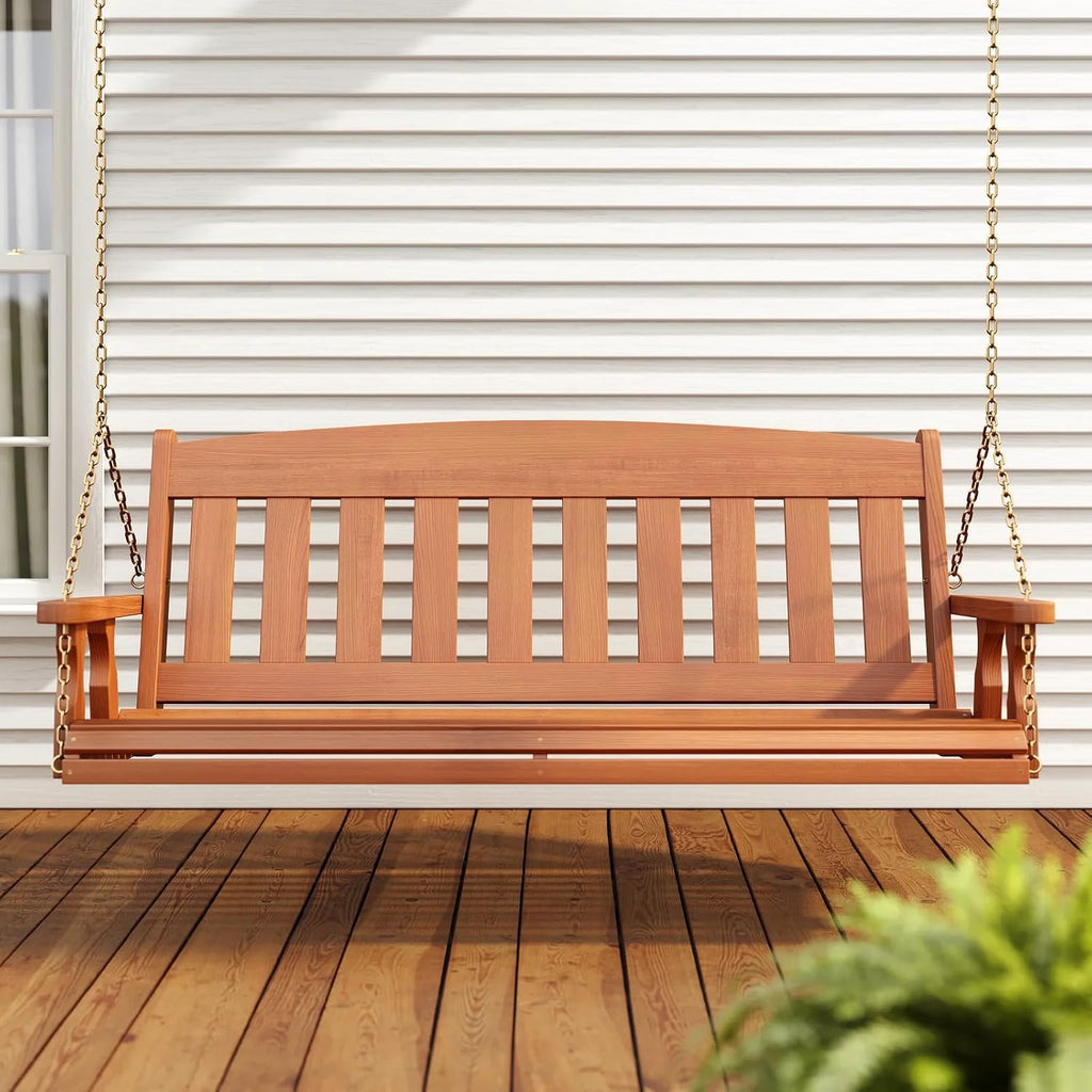 Amish Heavy Duty 800 Lb Mission Treated Porch Swing with Hanging Chains (4 Foot, Cedar Stain)