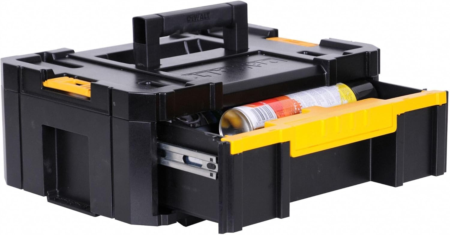 DEWALT Tool Organizer, TSTAK III, Single Deep Drawer, Heavy Duty Latches, Removable Compartments for Small Tools and Accessories (DWST17803) (Pack of 4)