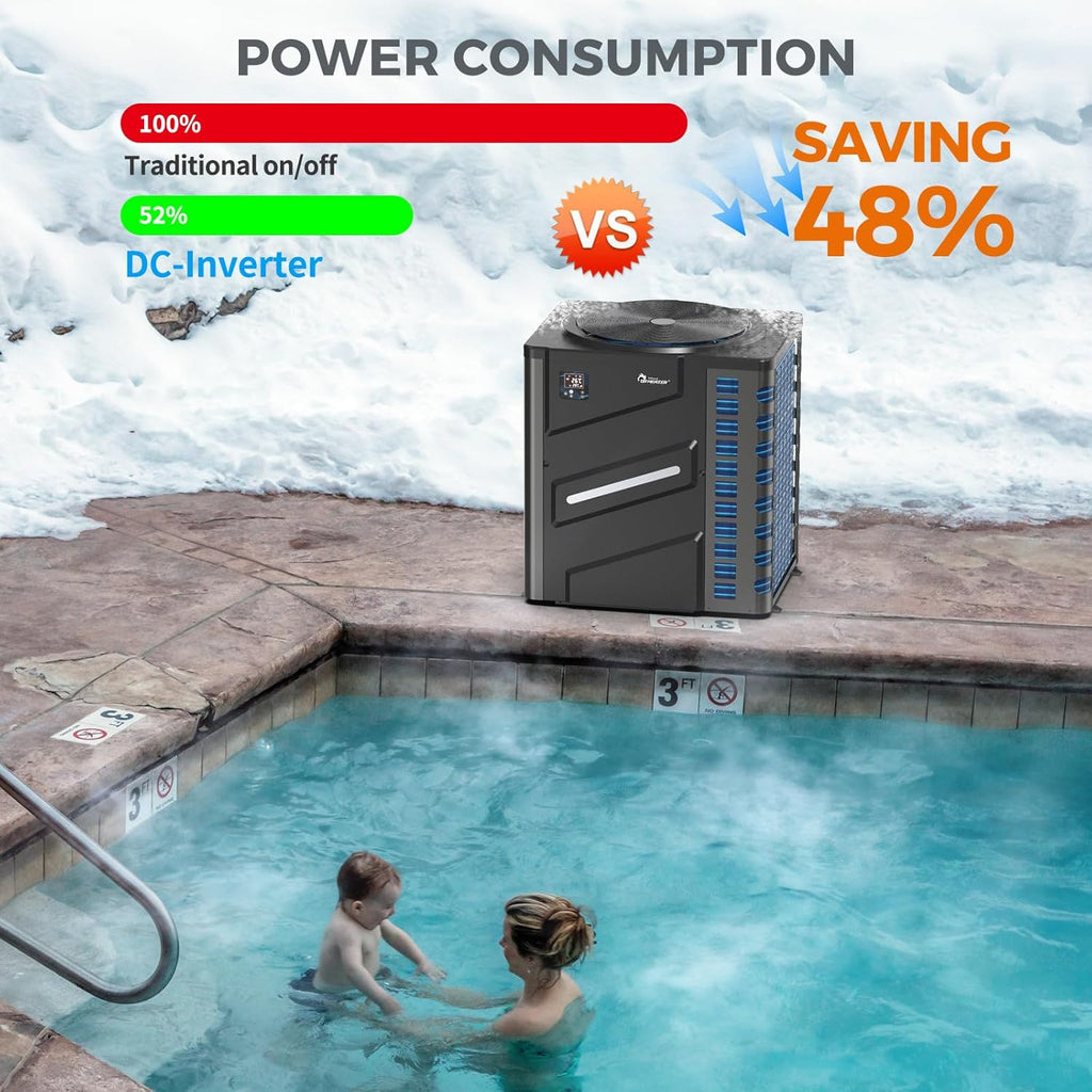 DR. Infrared Heater DR-1400HP Full DC Inverter 140,000 BTU Heat Pump In-Ground and Above-Ground Swimming Pools, WiFi Smart Control via APP, Black