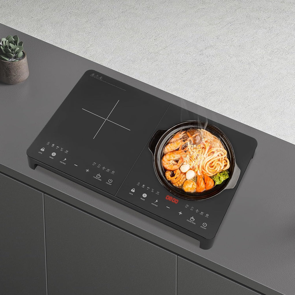 Double Induction Cooktop, Induction Cooktop with 2 Burners, for Home Kitchens, LED Sensor Touch Stove Top