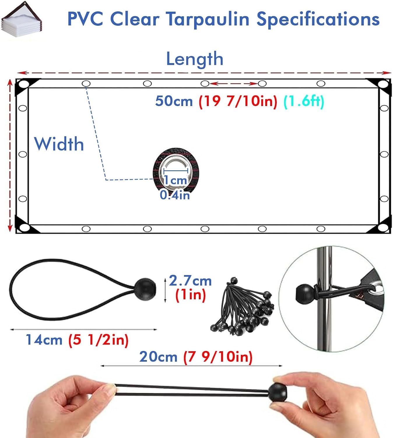 Clear Tarps with Grommets Greenhouse Plastic Panels Covering Garden Plant, Windproof Waterproof Cover The Sun and Rain, 15x30 FT Heavy Duty Waterproof Tear Resistant Rainproof