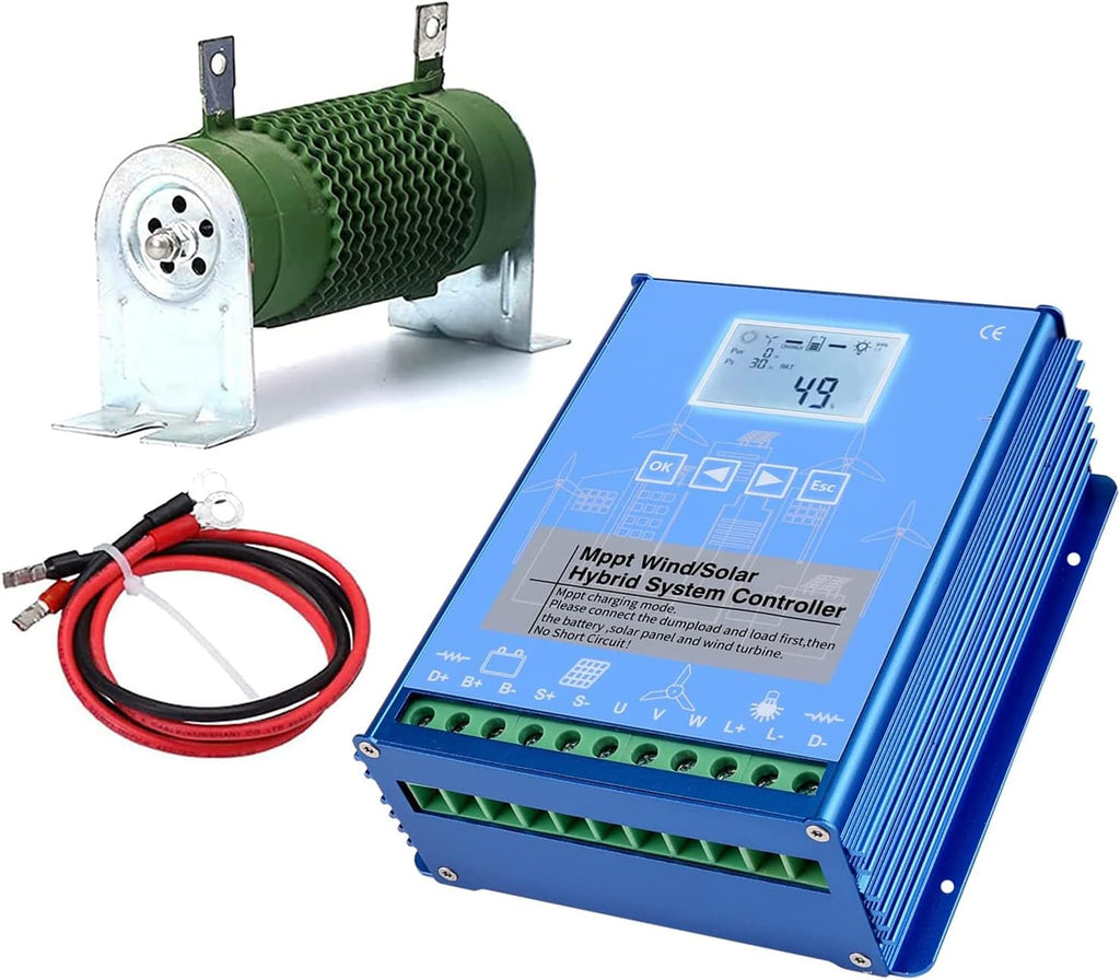 6000W Wind Solar Hybrid Charge Controller with Dump Load for max 3000W Wind Turbine Generator 3000W Solar Panel 12V 24V 48V Battery, MPPT Charge Boost Charging Regulator Off Grid System,12v