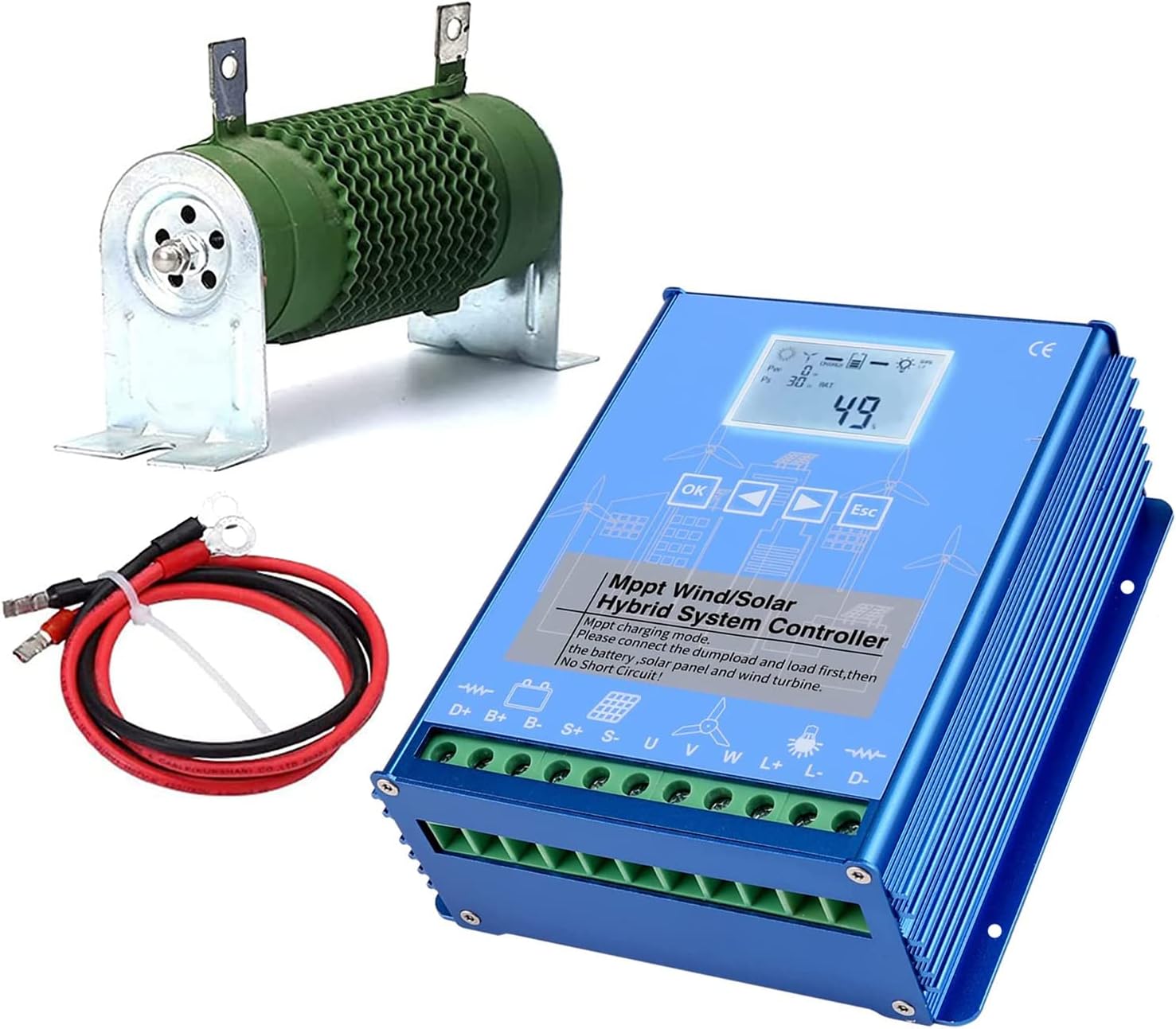 6000W Wind Solar Hybrid Charge Controller with Dump Load for max 3000W Wind Turbine Generator 3000W Solar Panel 12V 24V 48V Battery, MPPT Charge Boost Charging Regulator Off Grid System,12v