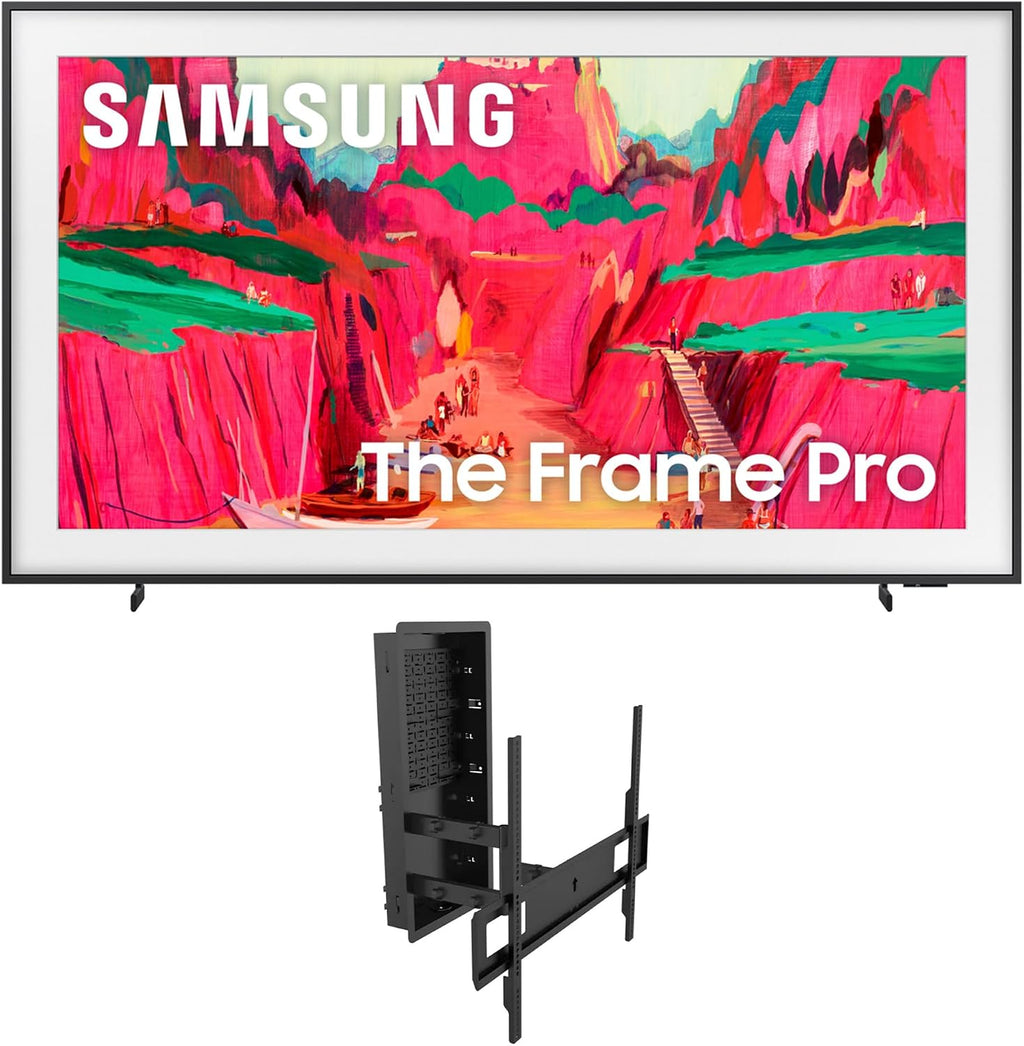 Samsung QN65LS03FWFXZA 65 Inch The Frame Wireless 4K Neo QLED TV with a Kanto R600 in-Wall Recessed Full Motion Wall Mount (2025)