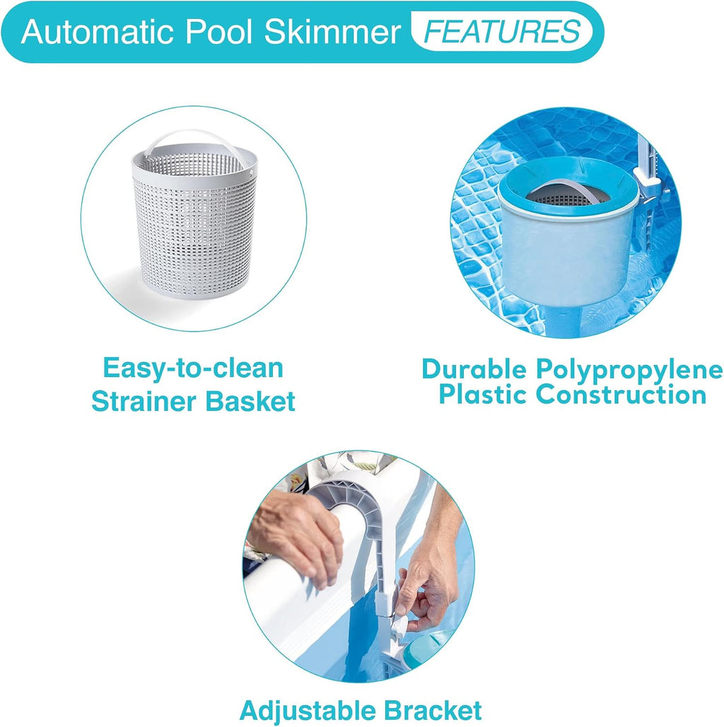 Intex Krystal Clear Saltwater System for 7000 Gallon Above Ground Swimming Pool and Deluxe 800 GPH Wall Mounted Pool Surface Automatic Skimmer