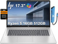 HP 17 Laptop (17.3' FHD Anti-Glare, AMD Ryzen 5 (> Intel i7-1165G7), 16GB RAM, 512GB SSD) for Business, Home, Student, Long Battery Life, Webcam, Fast Charge, HDMI, IST Hub, Win 11 Pro, Silver