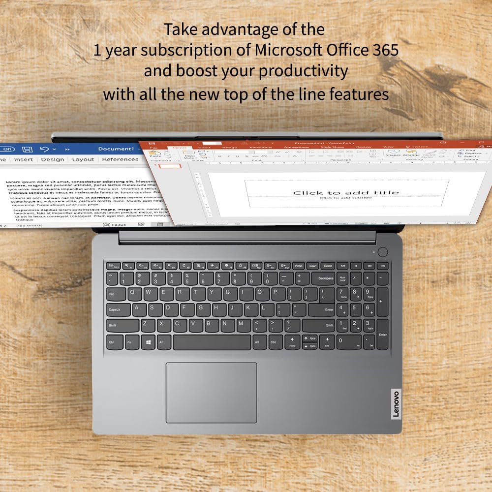 Lenovo 15.6' HD IdeaPad Anti-Glare Screen w/ 1 Year Microsoft 365, 128GB SSD, 8GB RAM, Windows 11 Pro, Intel Processor, WiFi 6, HDMI, USB-C, SD Card Slot, Up to 9.5 Hours Battery Life, w/WOWPC USB