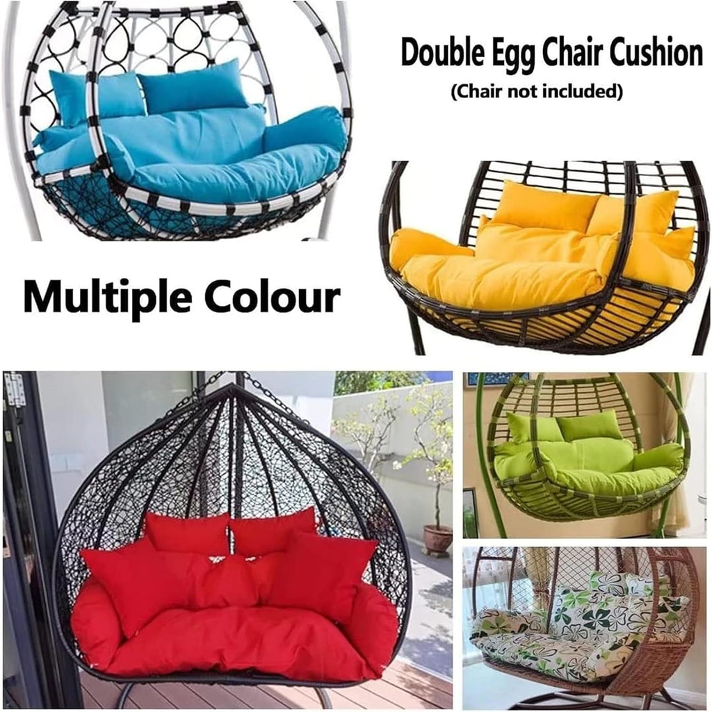 Double Hanging Chair Cushion Replacement Egg Chair Cushions, 2 Seater Egg Chair Swing Cushion Hanging Hammock Chair Cushions Washable(Beige)