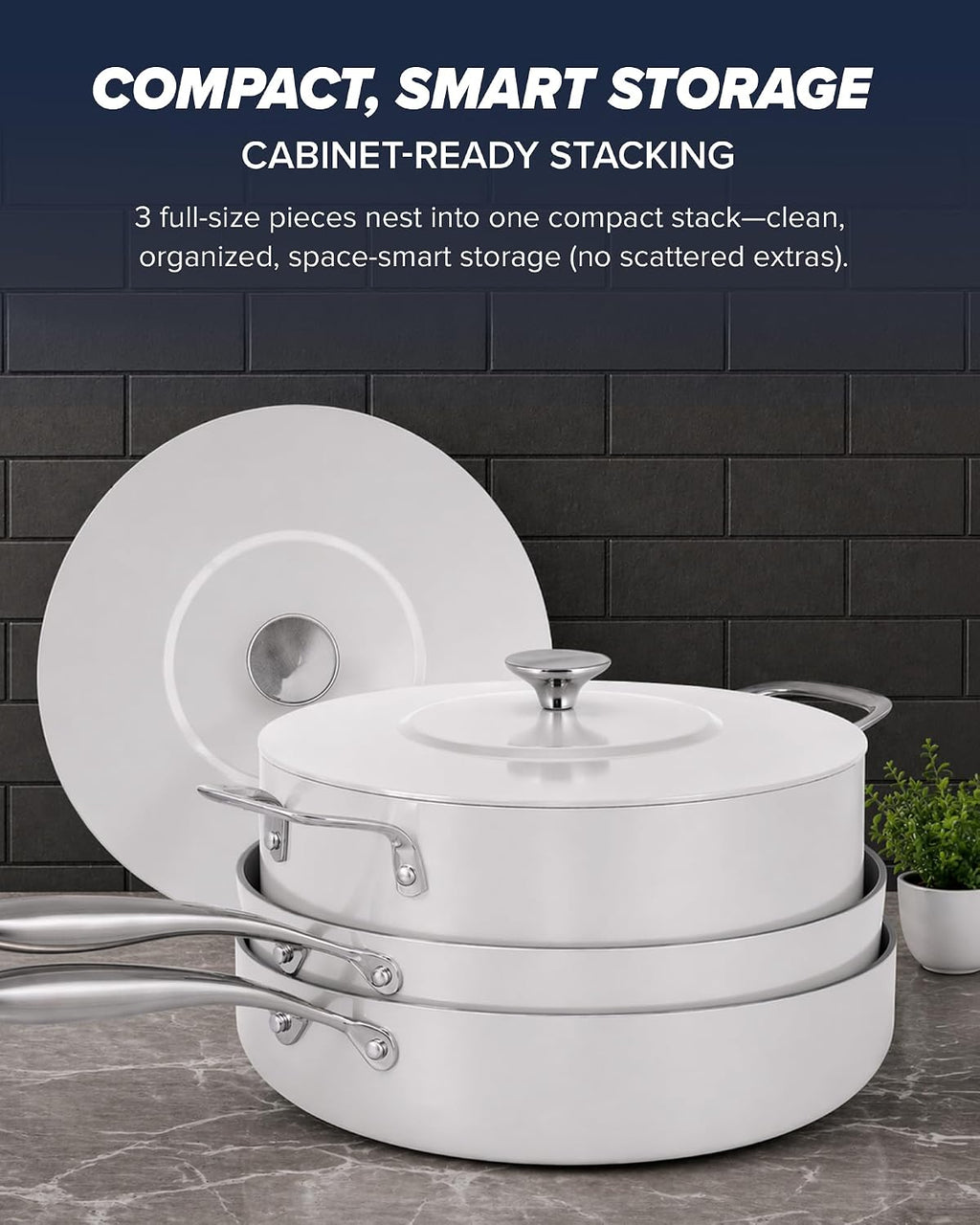 Nuwave Essential Series 5PC Ceramic Cookware Set PFAS-Free, G11 Duralon Blue Coating, Pots and Pans Set Non Stick, Diamond Scratch-Resistant,Stay-Cool Handle, Metal Lid,Induction Ready,Dishwasher Safe