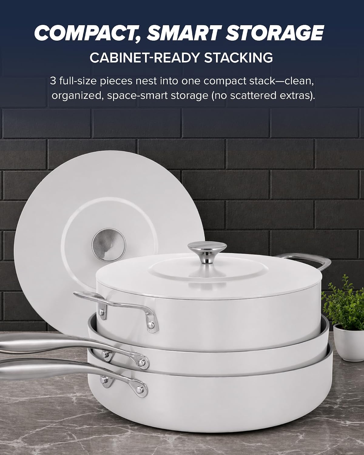 Nuwave Essential Series 5PC Ceramic Cookware Set PFAS-Free, G11 Duralon Blue Coating, Pots and Pans Set Non Stick, Diamond Scratch-Resistant,Stay-Cool Handle, Metal Lid,Induction Ready,Dishwasher Safe