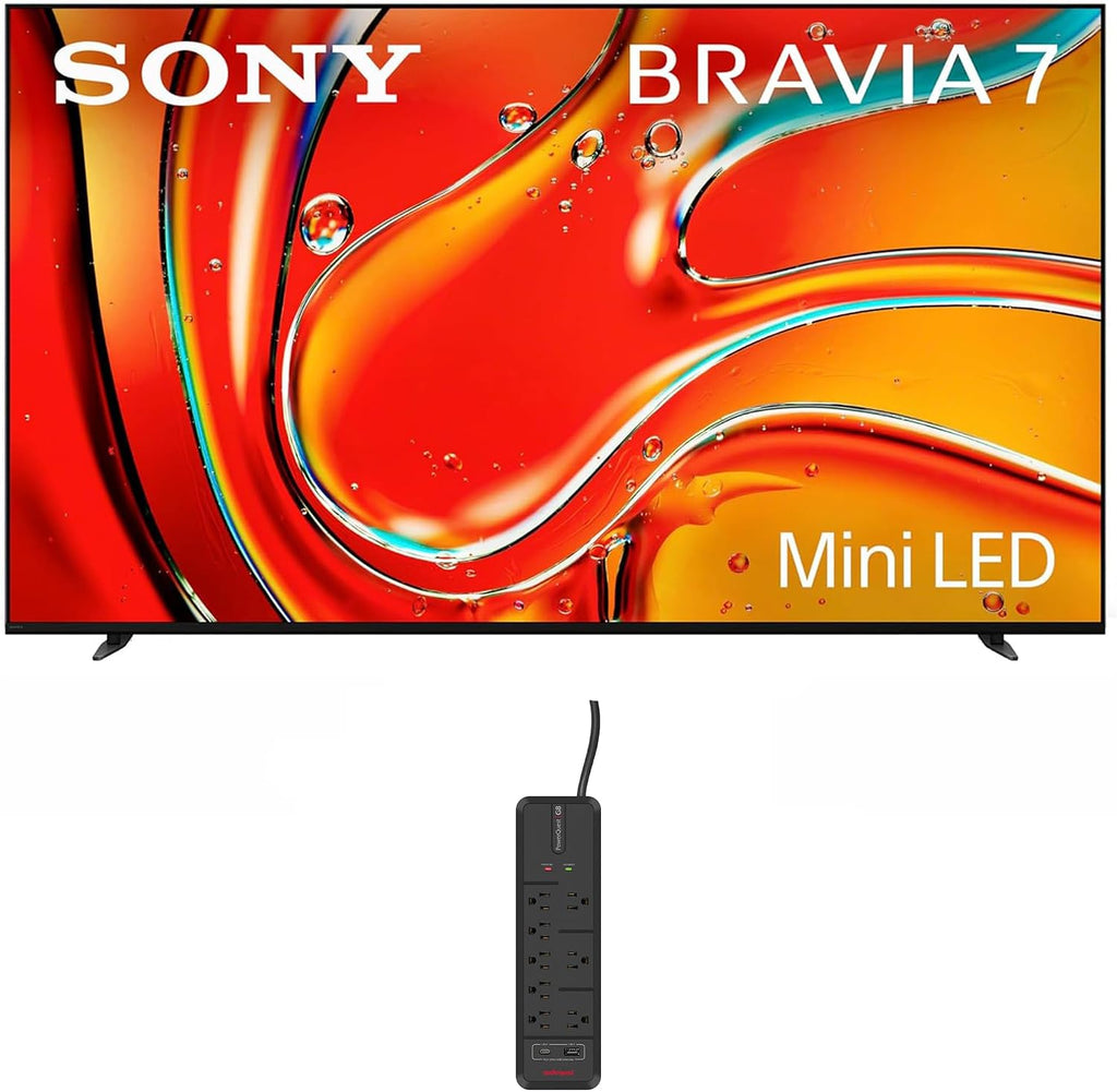 Sony K75XR70 75 Inch 4K Bravia LCD Mini LED Full Array HDR Google TV with an AudioQuest G8 8-Outlet USB-A/USB-C AC Power Surge Protector (2024)