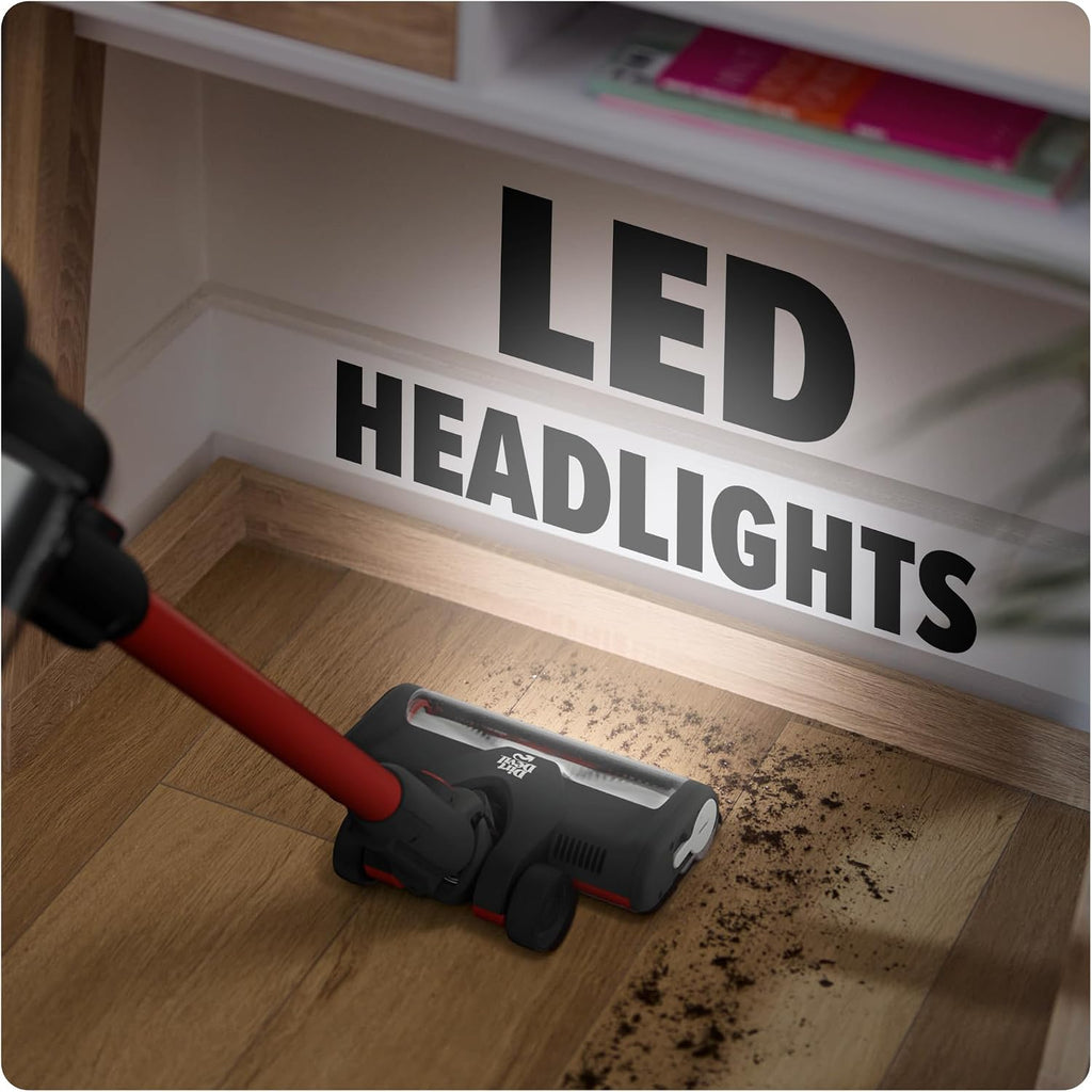 Dirt Devil Self-Standing Cordless Stick Vacuum Cleaner with Included Tools, for Carpet and Hard Floors, Lightweight Design, Powerful Suction, LED Headlights, BD57000V, Black