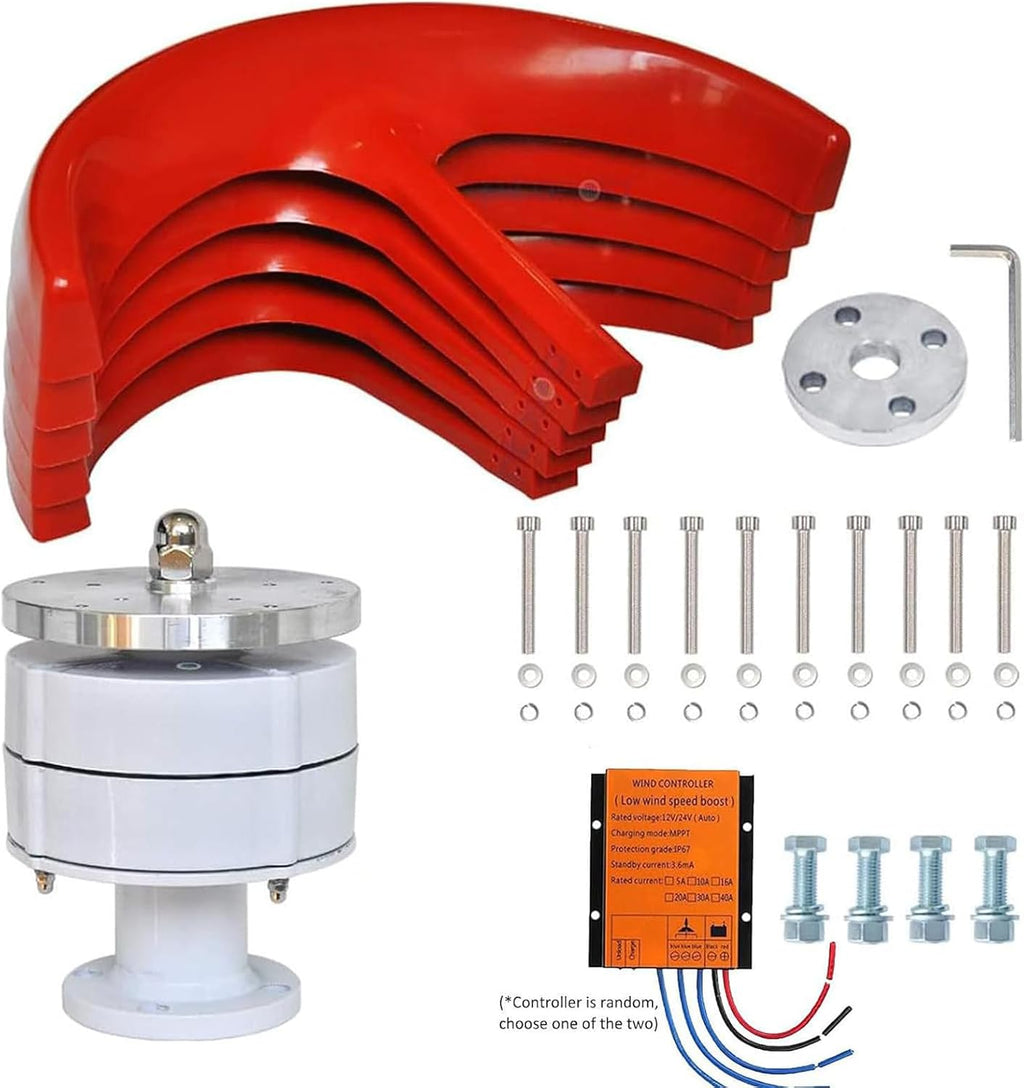 3000W/4000W/5000W Wind Turbine Generator, 12V 24V 48V 5 Blades Vertical Wind Turbine Kit, 3 Phase AC Permanent Magnet Generator with Controller, Small Wind Turbine Generator,3000W-48V