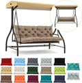 Waterproof Porch Swing Cushion Replacement, Thick 4' 2–3 Seat Outdoor Swing Seat Cushion with Backrest & Ties for Patio, Garden & Porch (Khaki 40 * 40 in)