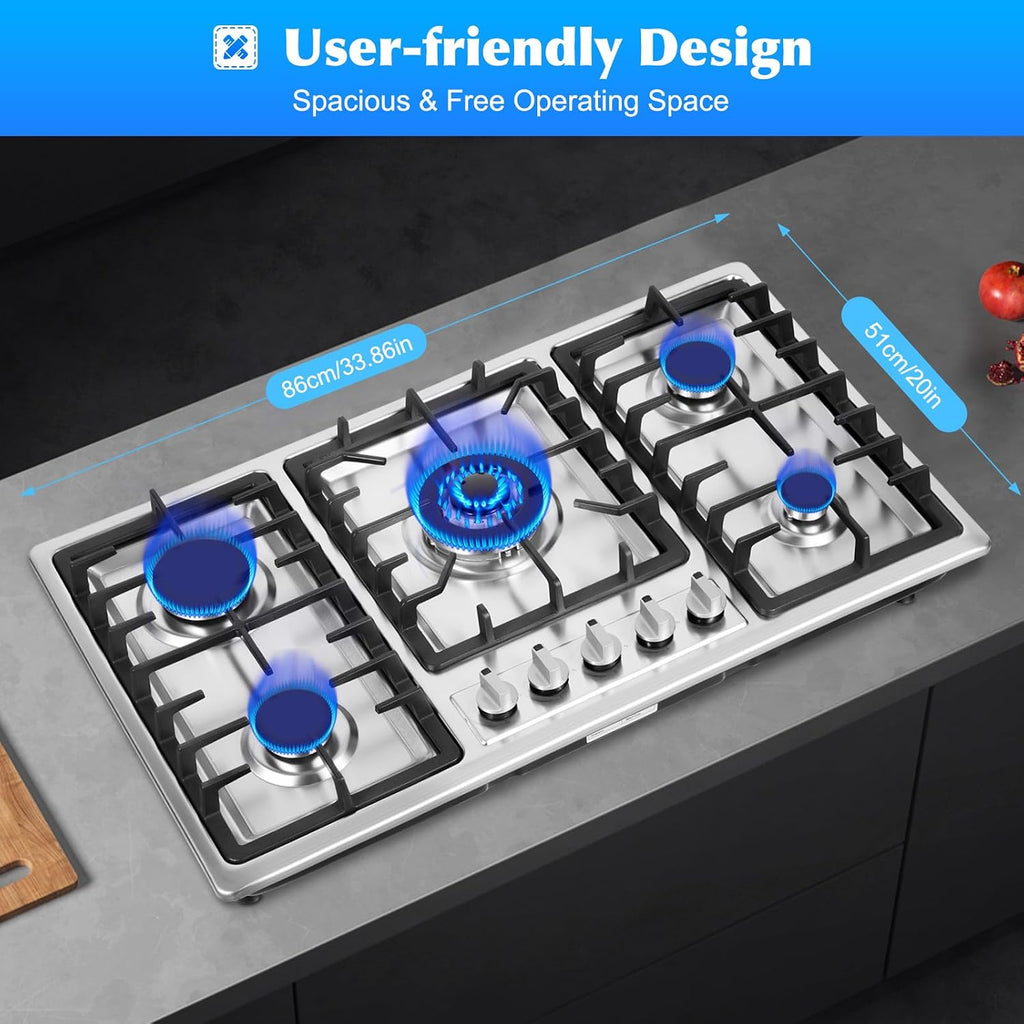 2 Burner Natural Gas Cooktop, Cooktop Stove Top, Tempered Glass Burners Stove with Anti-Temper Protection for Apartment, Indoor (Not Included Gas Pipe) (4)