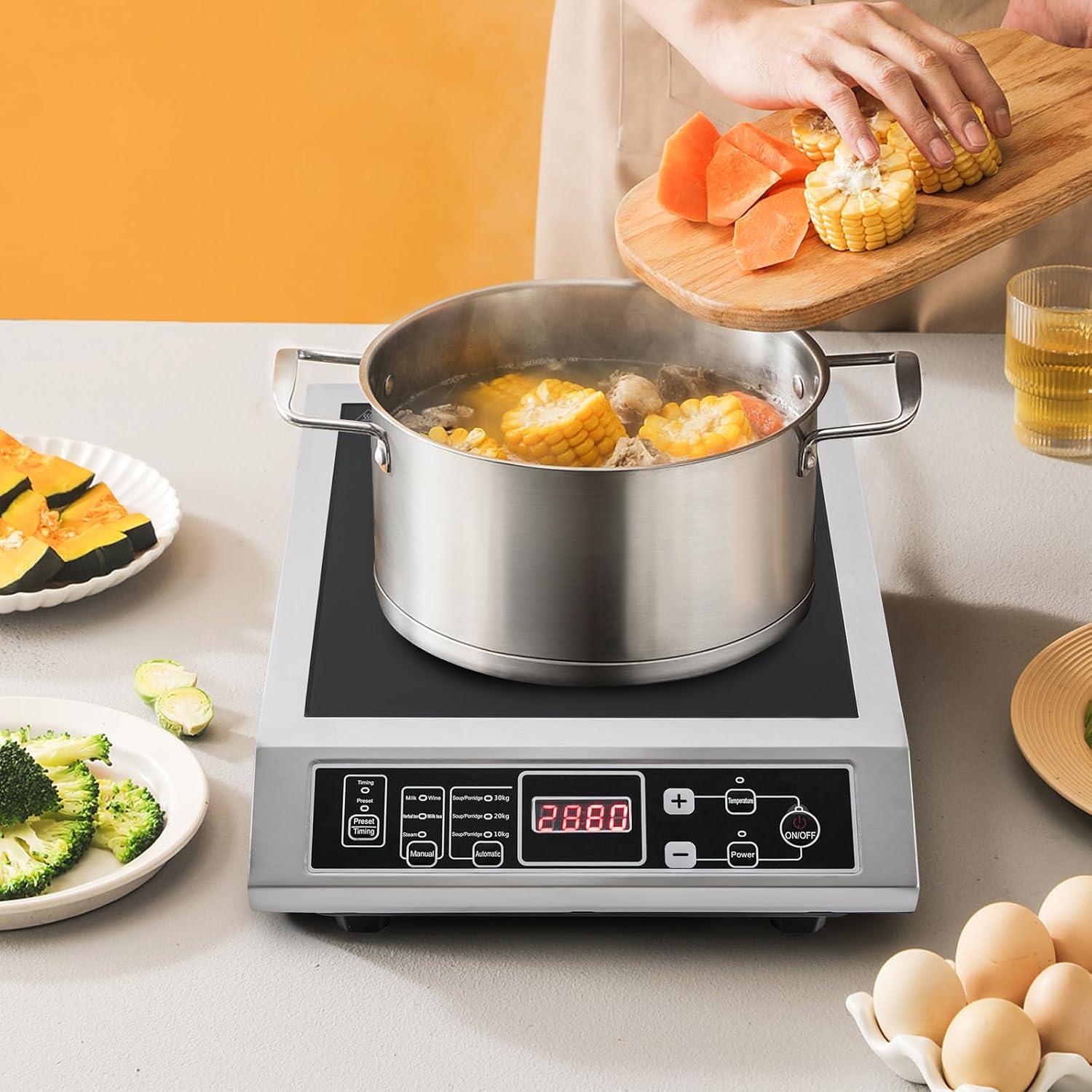 Induction Cooker, Portable Induction Cooktop, Professional Countertop Induction Cooktop, Powerful Electric Induction Burner, Countertop Electric Stove for Home Kitchens