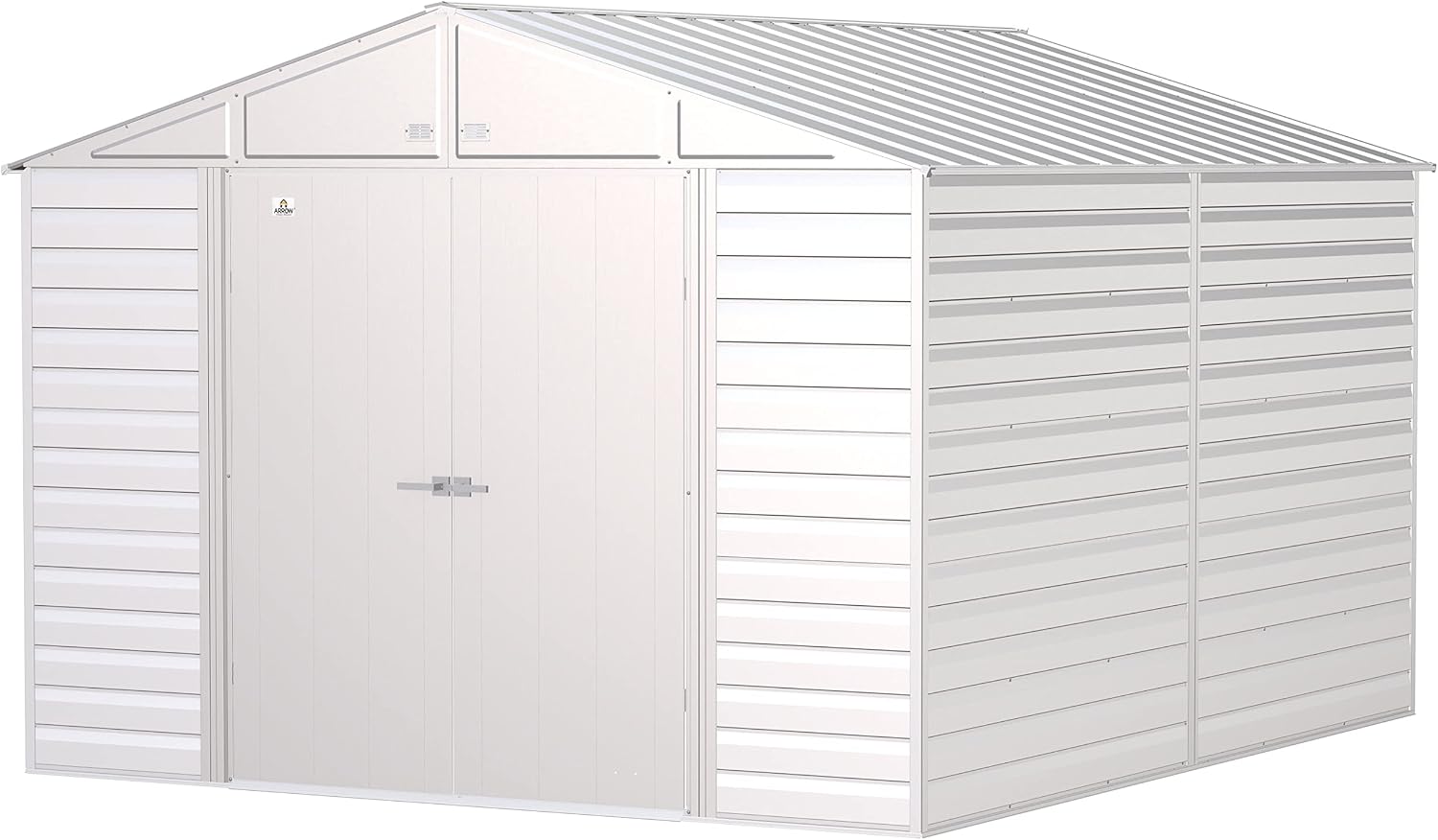 Arrow Select 10' x 12' Outdoor Lockable Steel Storage Shed Building, Flute Grey