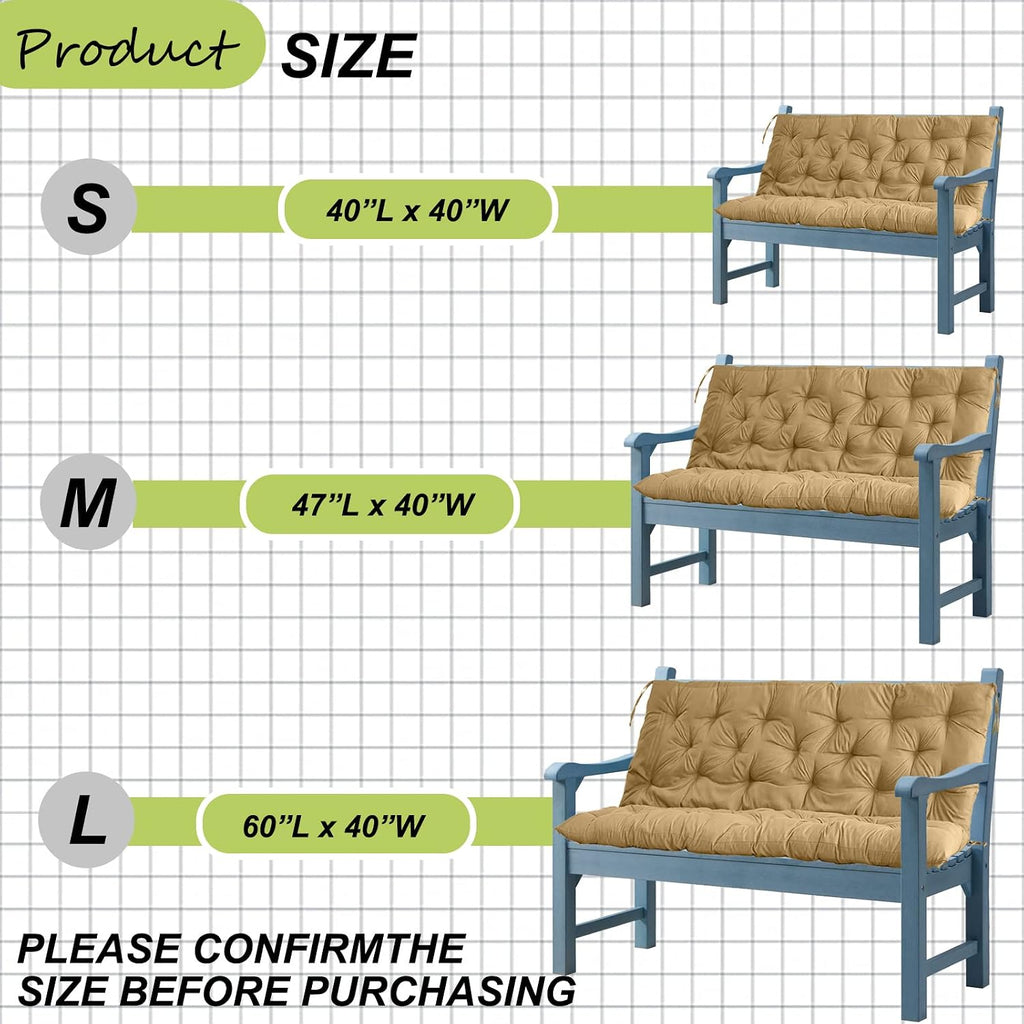 Waterproof Porch Swing Cushion Replacement, Thick 4' 2–3 Seat Outdoor Swing Seat Cushion with Backrest & Ties for Patio, Garden & Porch(Beige 40 * 60 in)