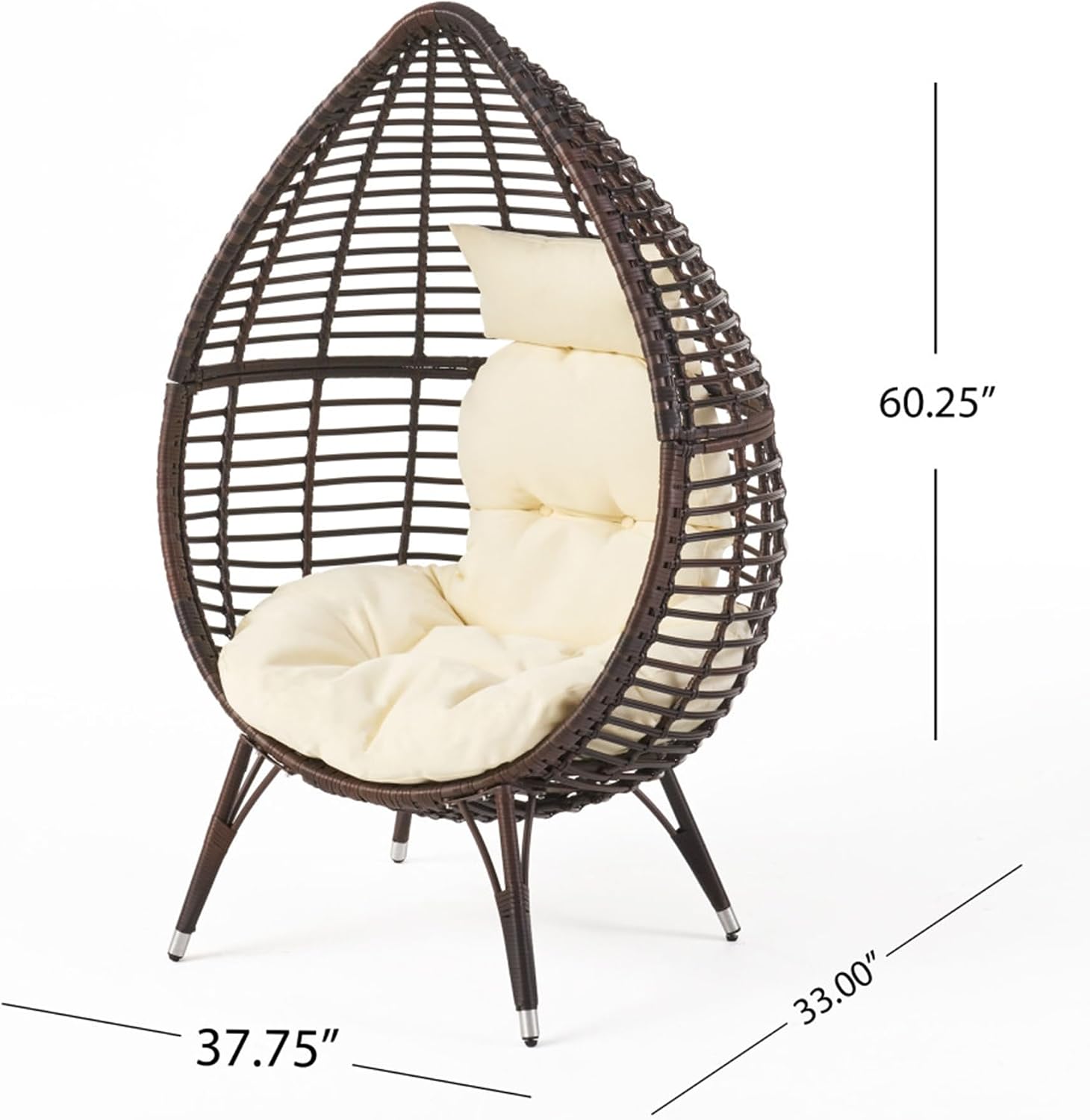 Cutter Teardrop Egg Chair Papasan Comfy Wicker Hanging Cushion Bedroom Indoor Outdoor