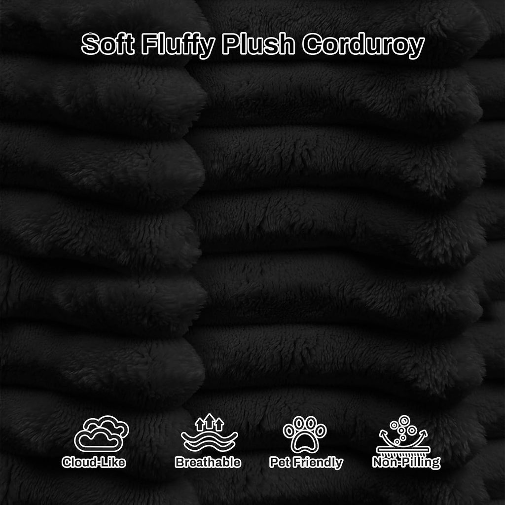 Cloud Sectional Couch Modular Sectional Sofa, 95.5' Comfy Fluffy Black L Shaped Boneless Couches for Living Room, Deep Seat Plush Corduroy Memory Foam Couch with Right Facing Chaise Sofa