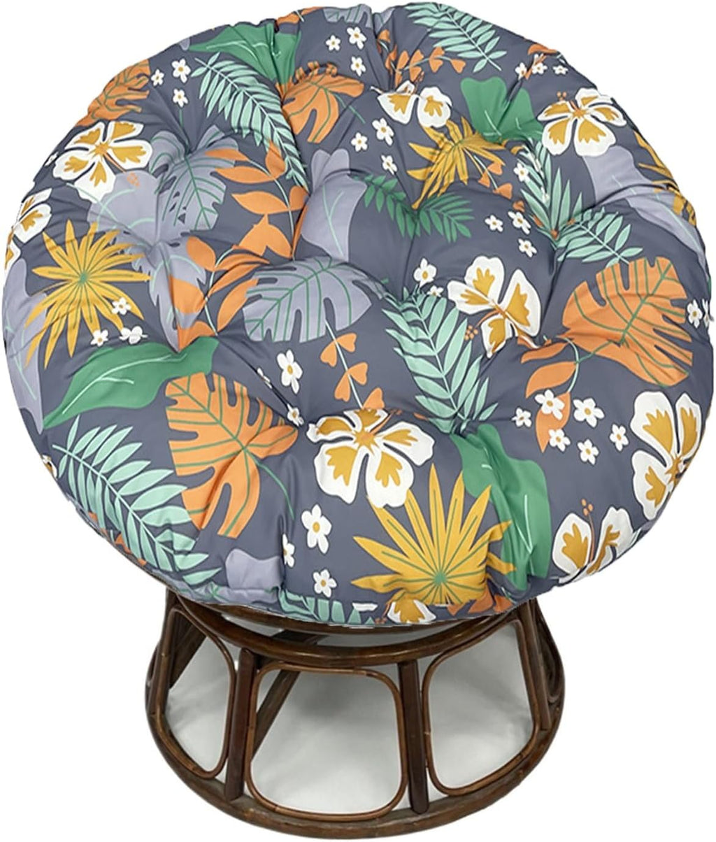 Indoor Outdoor Papasan Chair Cushion, Bucket & Moon Comfy Round Cushion, Tufted Wicker Hanging Egg Chair Cushion for Garden, Living Room, Bedroom