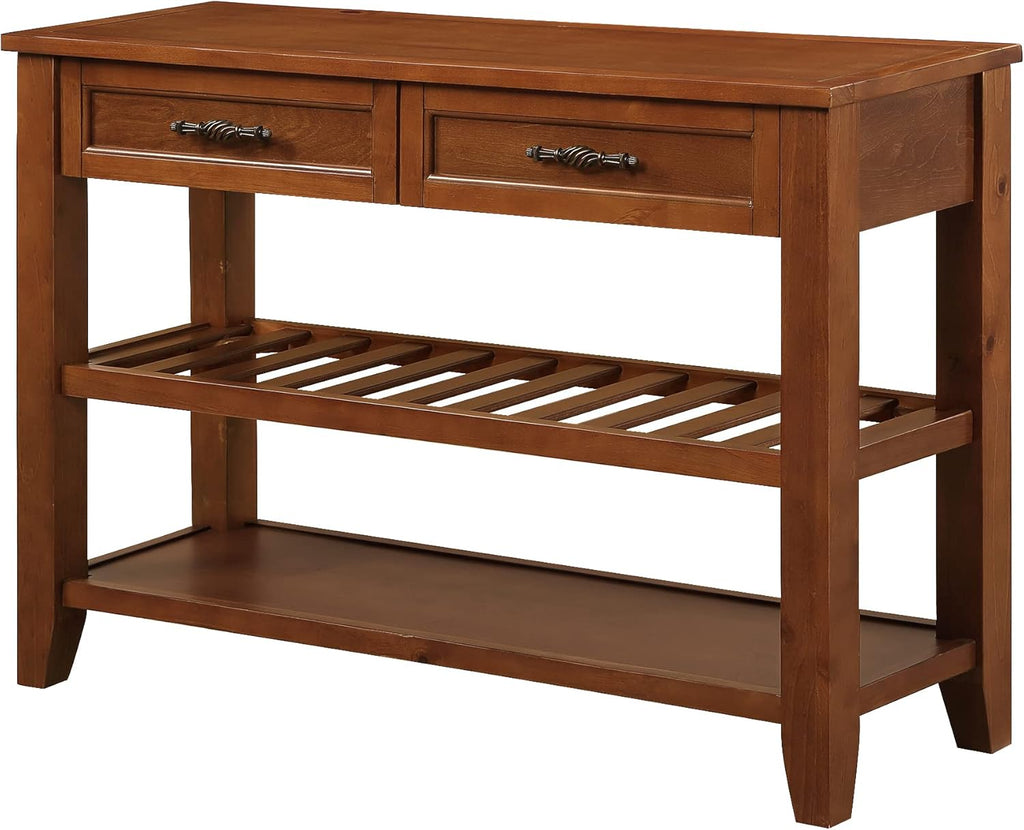LKTART Solid Wood Console Table Entryway Table with Storage Drawers and Shelves Sofa Tables,Entryway Table for Living Room,Behind the Couch Table (42' Brown)