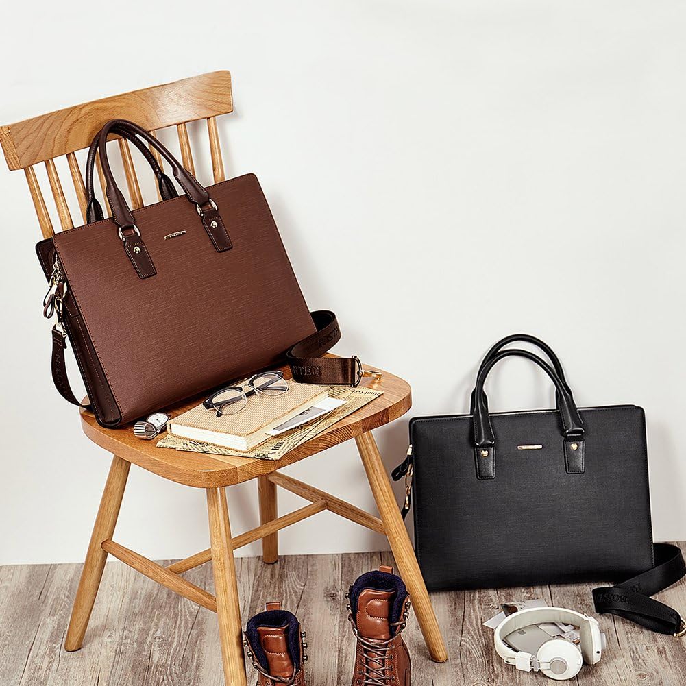 BOSTANTEN Leather Lawyers Briefcase Laptop Business Slim Bags for Men & Women