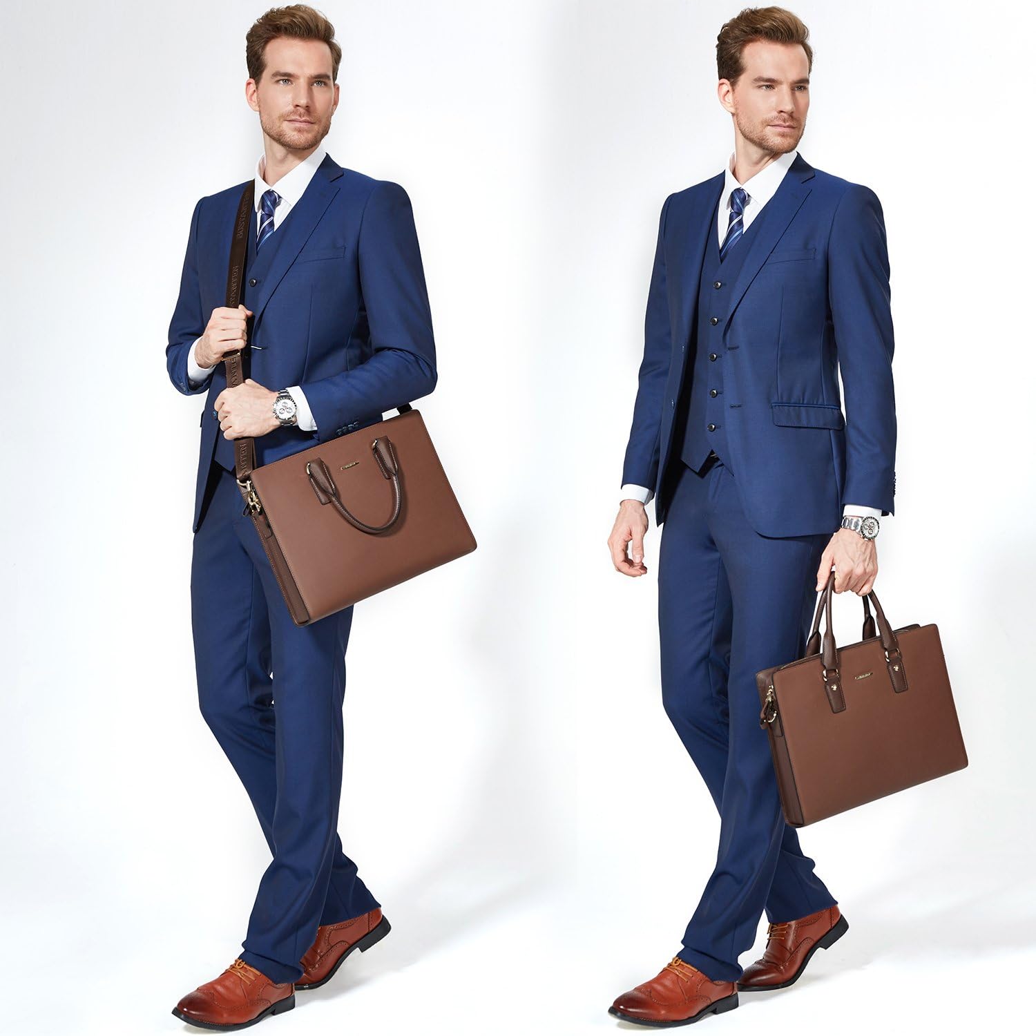 BOSTANTEN Leather Lawyers Briefcase Laptop Business Slim Bags for Men & Women