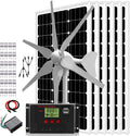 1000W 24V Solar Wind Combo Kit for Home RV Boat Cabin: 6 * 100W Glass Solar Panels + 400W Wind Turbine Generator + Solar/Wind Charge Controller +Z Brackets & Cable Connection