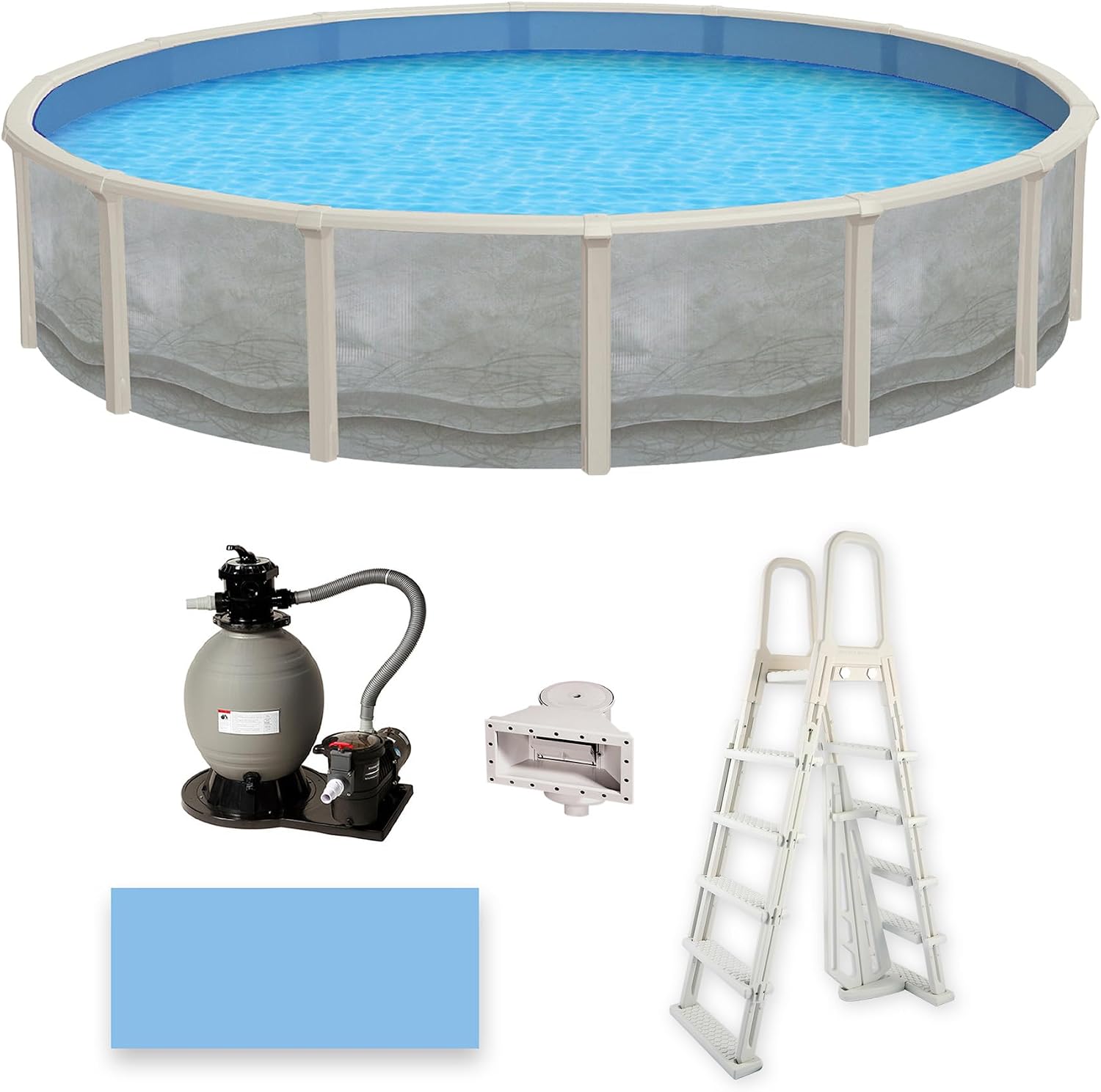 Trinity 18-ft Round 52-in Deep Steel Wall Pool Package with 7-in Top Rail