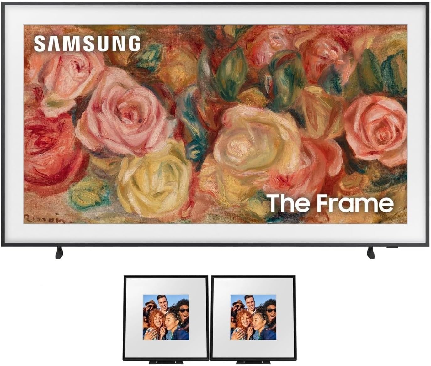 Samsung QN75LS03DAFXZA 75 Inch The Frame 4K Smart Quantum HDR TV with a Samsung HW-LS60D 2.0 Channel Photo Frame Speaker Pair (2024)