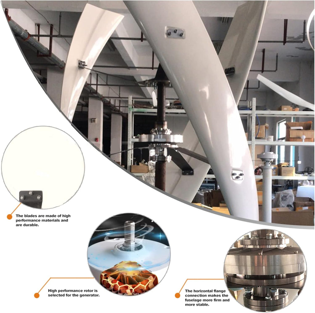 Vertical Axis Maglev Wind Turbine Generator Kit, with MPPT Controller 12V 24V 48V 220V 3 Blades Low RPM Vertical Wind Power Generator 3000W