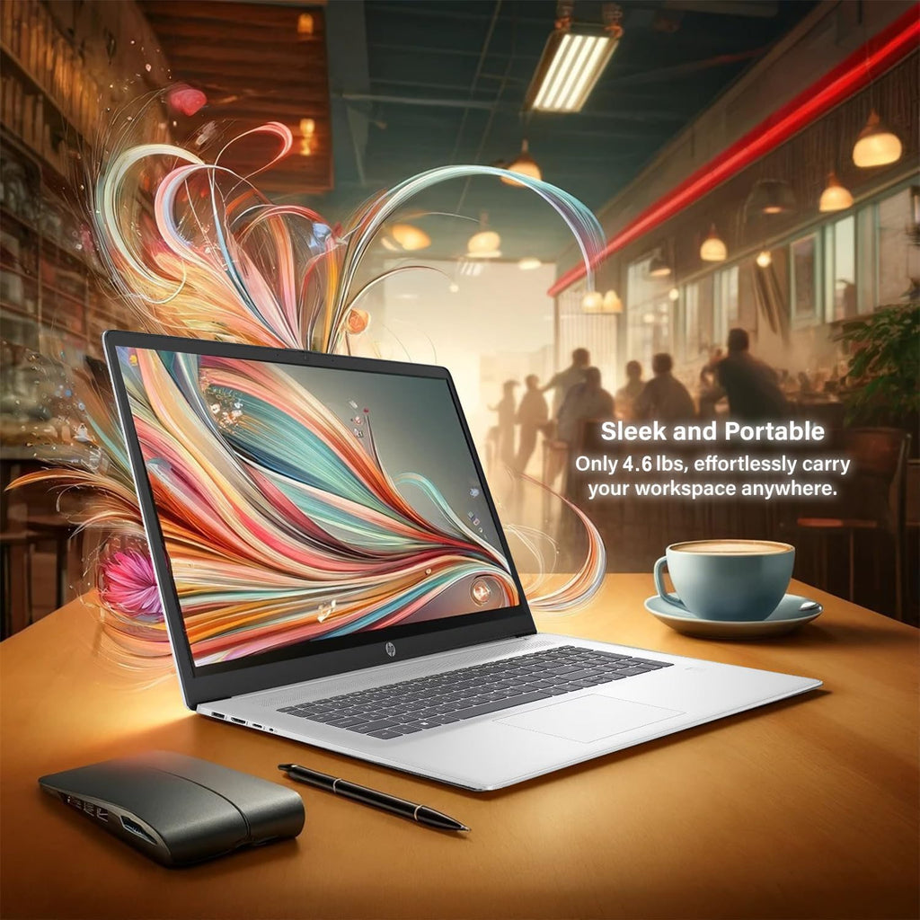 HP 17.3 inch Laptop with Lifetime Office 365 for The Web, Intel 13th 8 Cores i3 CPU (Beat 11th i5), 16GB RAM, 1TB PCIe SSD Storage, 10 Key Number Pad, Windows 11, No Mouse