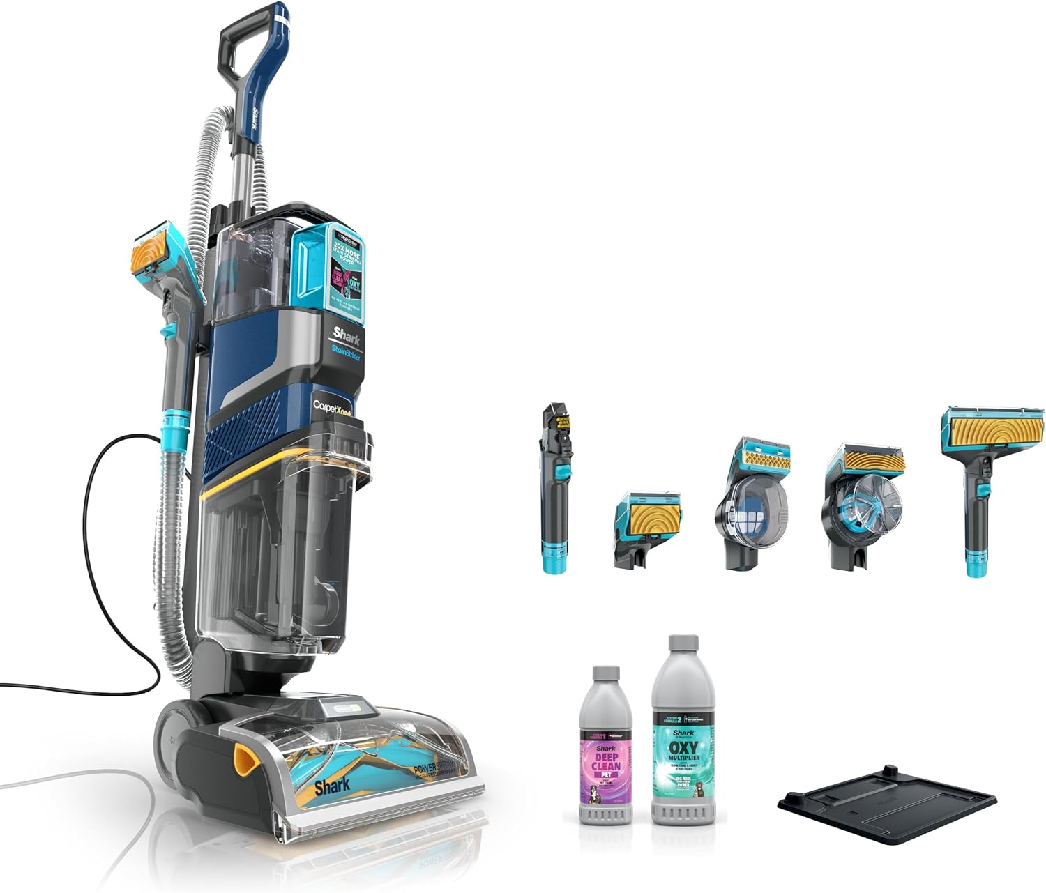 Shark CarpetXpert HairPro | Upright Carpet, Area Rug & Upholstery Cleaner | StainStriker Handheld Tough Stain Remover & Onboard Self Clean | Pet Hair Pickup & Odor Removal | 5 Tools | Navy | EX304