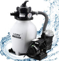 CIPU 12-inch Sand Filter Pump System Handy 4-Way Valve for Above Ground Swimming Pools with Prefilter Pool Pump 115V 6-Foot Cord to Easy Installation SFPS12501