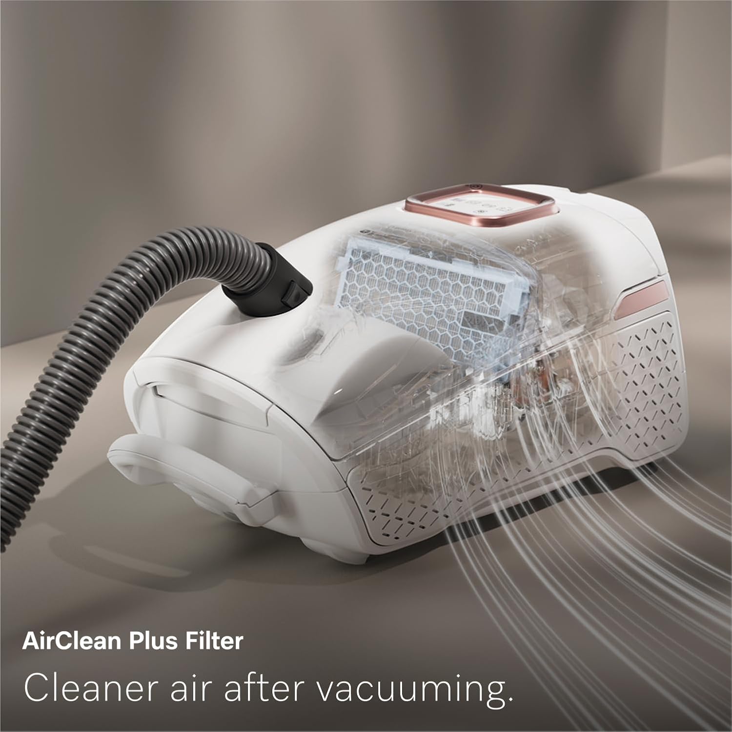 NEW Miele Guard L1 AllFloor Bagged Canister Vacuum Cleaner with AirClean Plus Filter, AllTeQ Universal Floorhead, and AllFloor Floorbrush, LED Display Panel, in Obsidian Black/Rose Gold