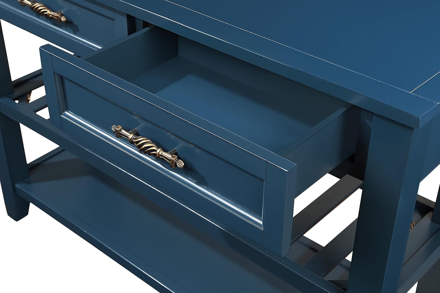 LKTART Solid Wood Console Table Entryway Table with Storage Drawers and Shelves Sofa Table for Entry Hallway Foyer,Behind the Couch Table(42' Navy Blue)