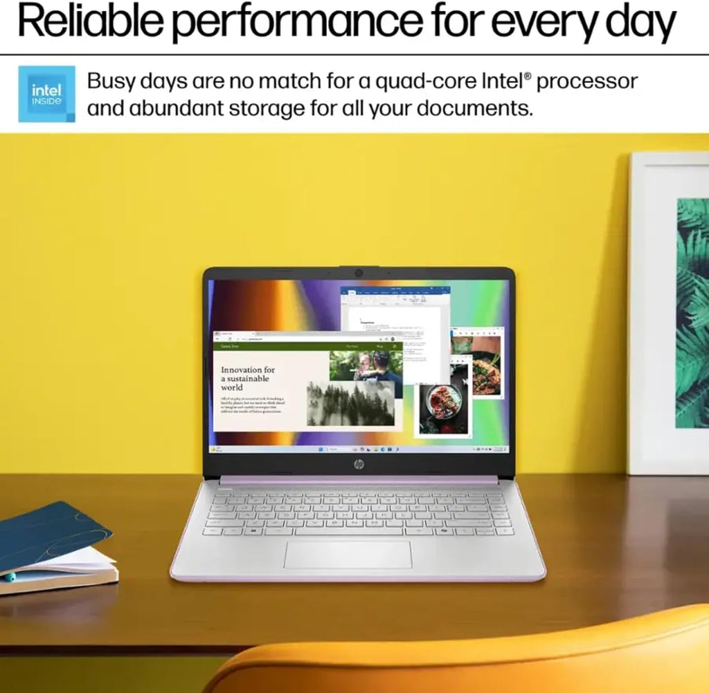 HP 2025 14-inch Student Laptop - Win 11 Pro & 1-Year Office 365 • Intel Quad-Core (Beats N4120) CPU • Wi-Fi 6 • Copilot AI • 16G RAM • 128G UFS + 256GB SD Card • Thin & Light Laptop • w/Accessories